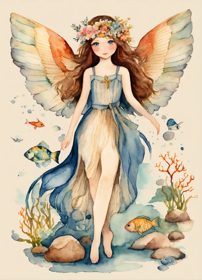 Enchanted Aqua Fairy Clipart Watercolor Eternal Blue Fairy 