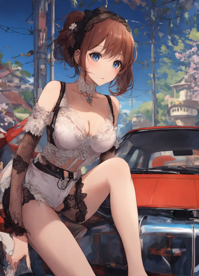 Lexica - anime character in maid outfit and revealing clothes