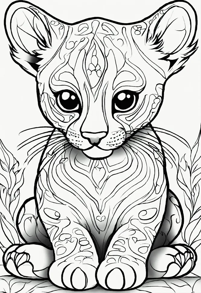 Lexica - Cat style coloring book for kids , outline art, drawing, sketch,  b&w, not overcrowded