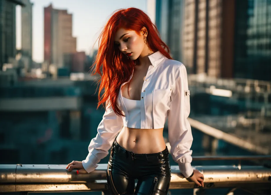 Lexica - Hyper real athletic red head with thick legs