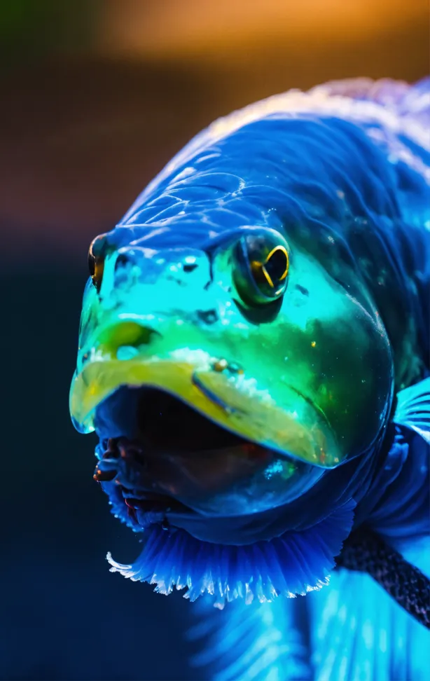 Lexica - A pretty underwater fantasy monster fish, elegant, phosphorescent  white light, real photo, leica, hyperrealistic, hd, intricate,  photography