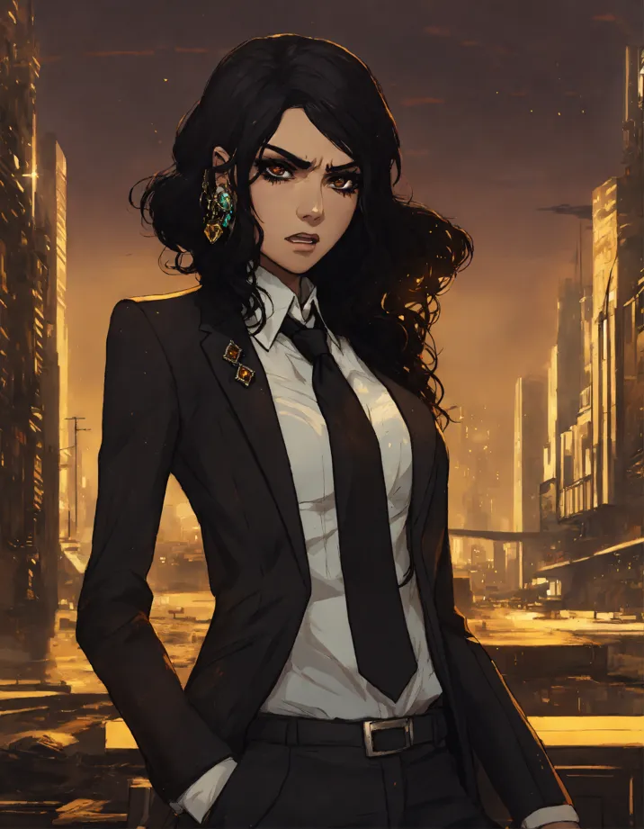 Lexica - highly detailed of beautiful female in black spy suit