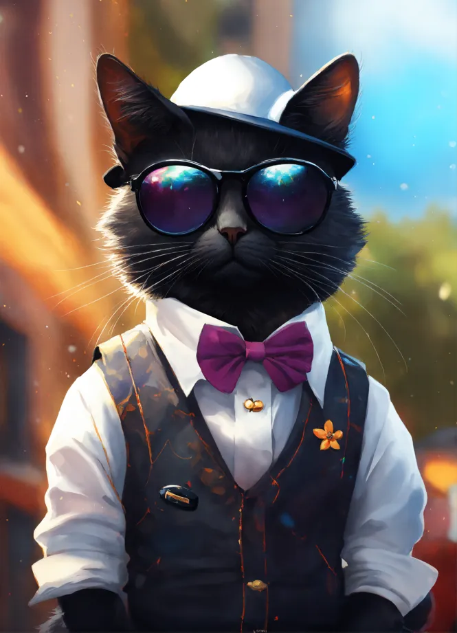 Humor: smurf cat wearing hat and sunglasses