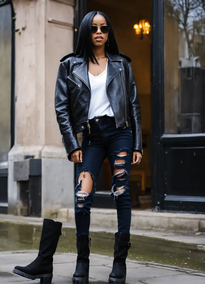 High boots with ripped jeans fashion