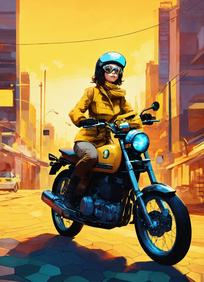Lexica - koyto animation girl wearing cyberpunk intricate streetwear riding  dirt bike