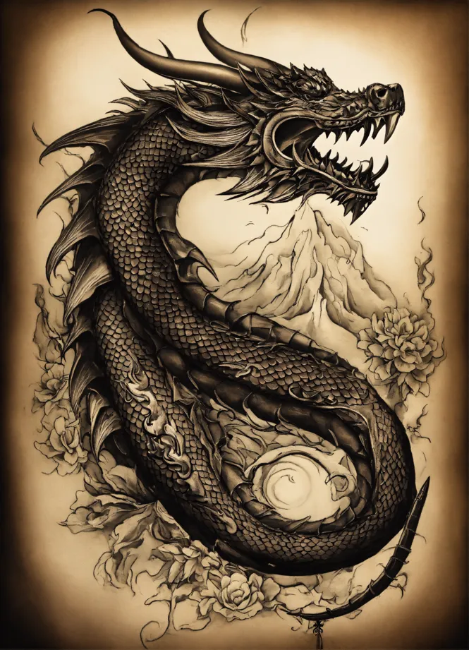 Lexica - Dragon tattoo around arm