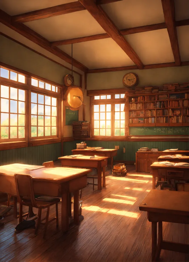 Lexica - School classroom,artstation, ghibli studio,4k, sharp , anime style