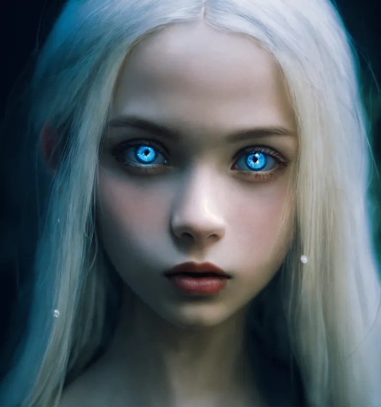 Lexica - Black little girl with blue eye and white hair