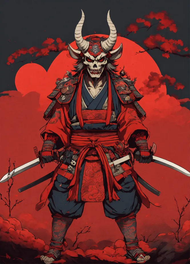 Masque Hannya rouge masques japonais Oni démon samouraï Cosplay