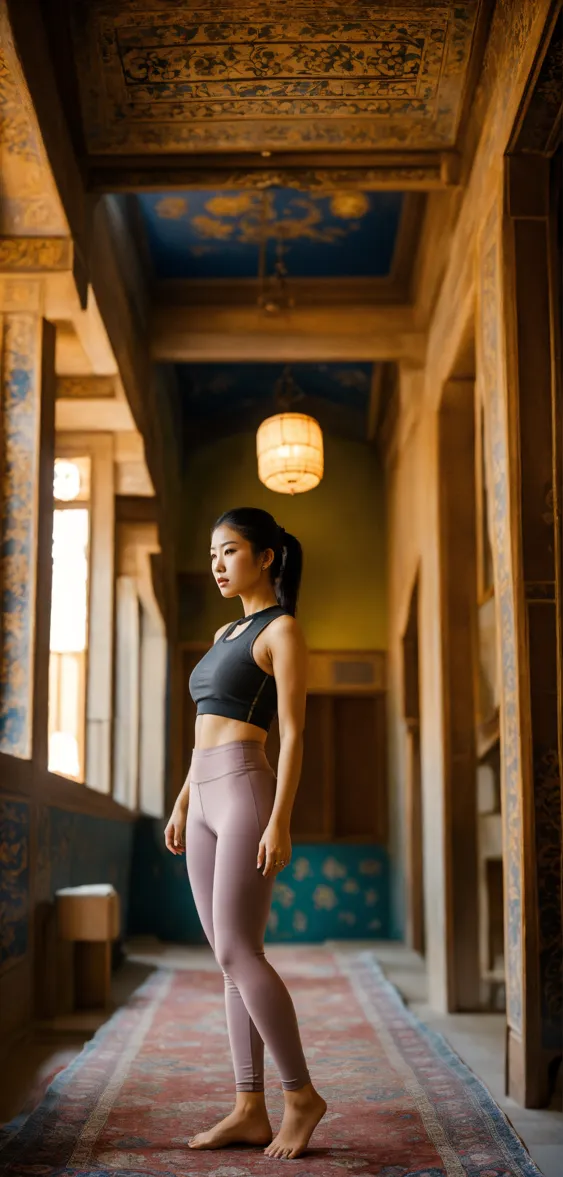 Lexica - Beatiful asian women in yoga pants, slim waist, anime style