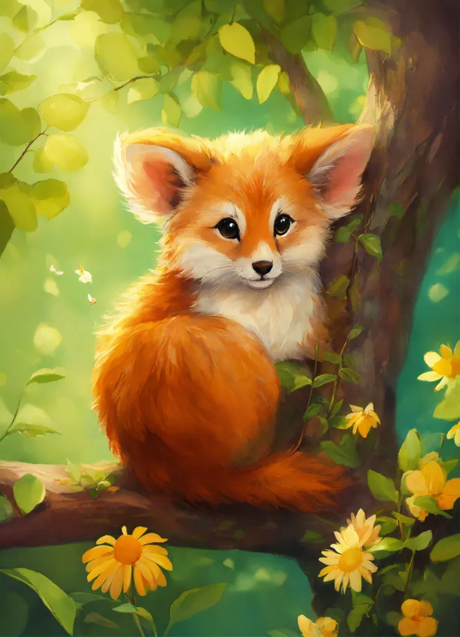 Cute Animated Red Fox - Diamond Paintings 