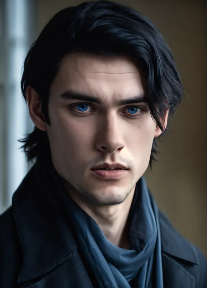 Black hair blue eyes male hotsell