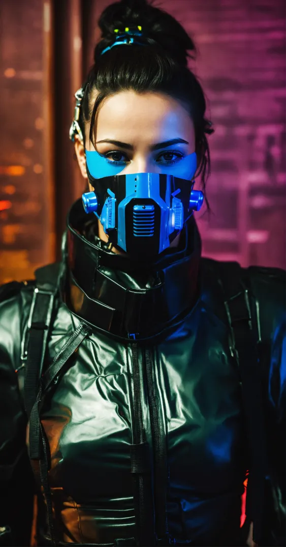 moda cyberpunk ragazza con gas maschera. generativo ai 26781123