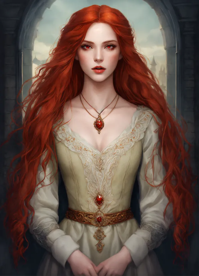 Fantasy Portrait Woman Red Hair WearingArkivfotografi1743972605