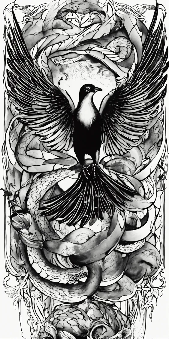 Lexica - Tattoo design, stencil, tattoo stencil, traditional, a world  famous tattoo of a geometric eagle, black and white, white background