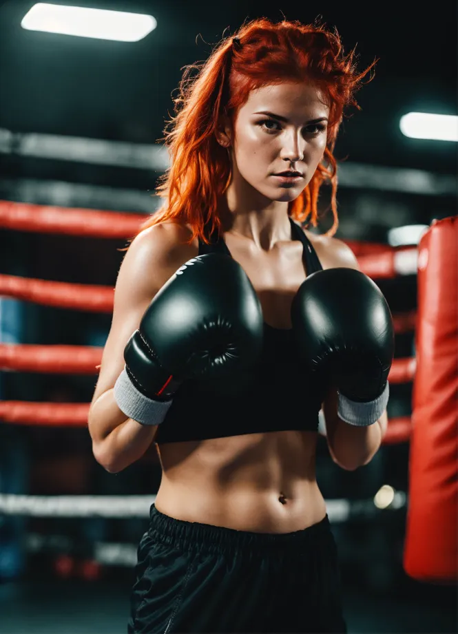 Wall Mural Fitness woman wearing boxing gloves 