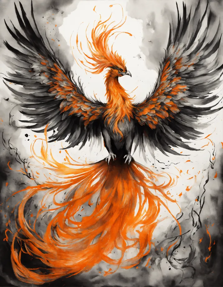 Flame Realistic Phoenix Drawing