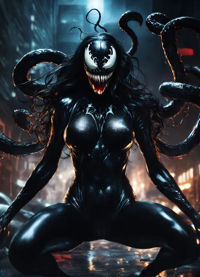 Lexica - Full body portrait of Venom symbiote appears as a black