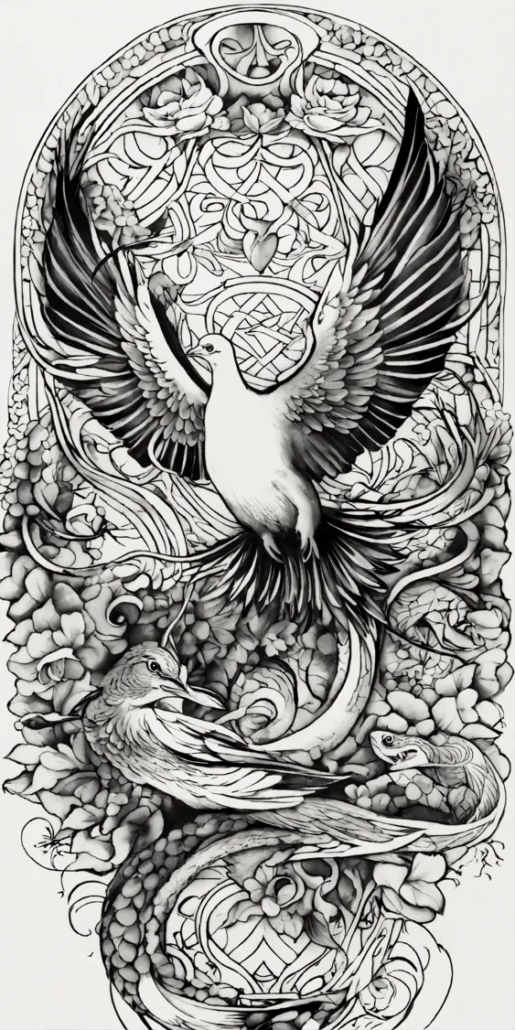 Lexica - Tattoo design, stencil, tattoo stencil, traditional, a world  famous tattoo of a geometric eagle, black and white, white background