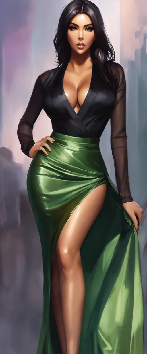 Lexica - Full body length studio photos of Demi Rose with black