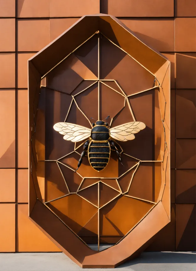 STL file honeybee on honeycomb wall art honey bee wall decor 2d