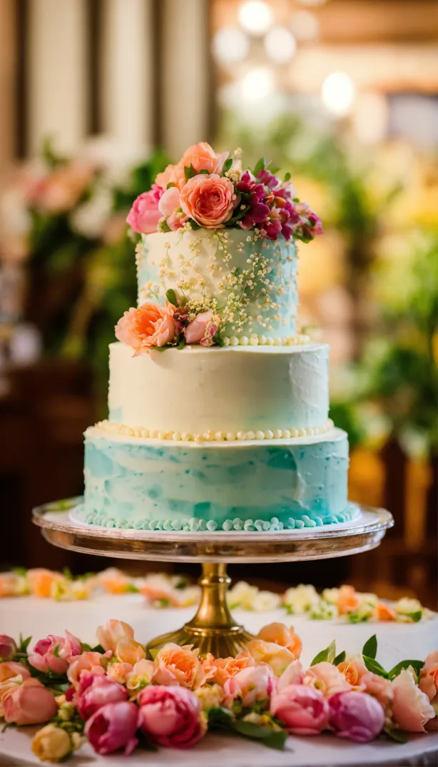 Lexica - 7 tier golden wedding cake with roses