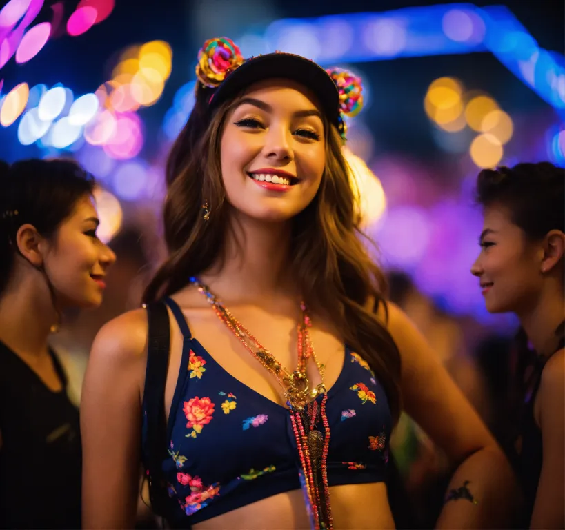 Lexica - portrait of indian women in bra in crowded street