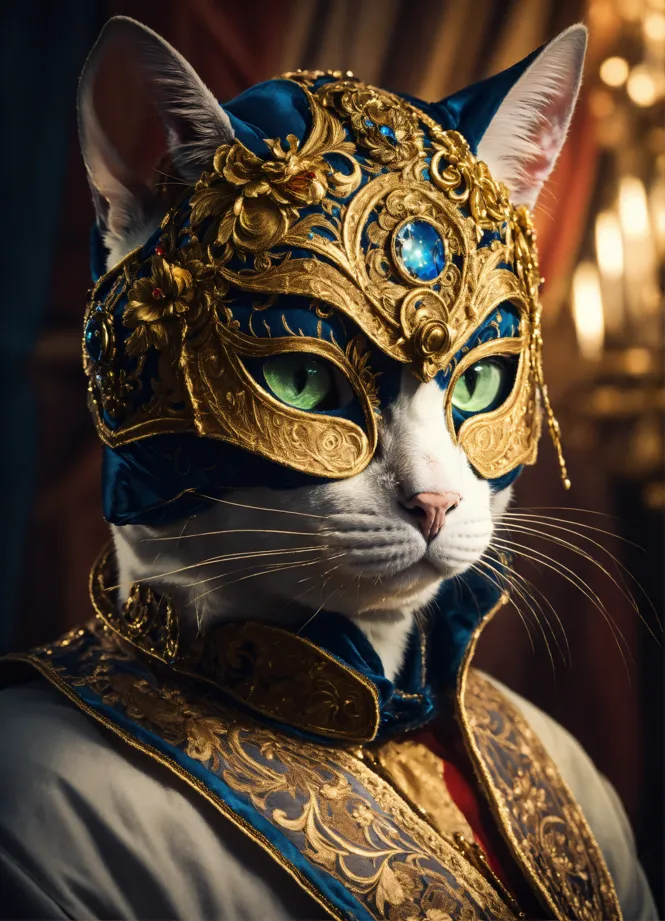 Cat Metallic Plain Mask - Gold Individual