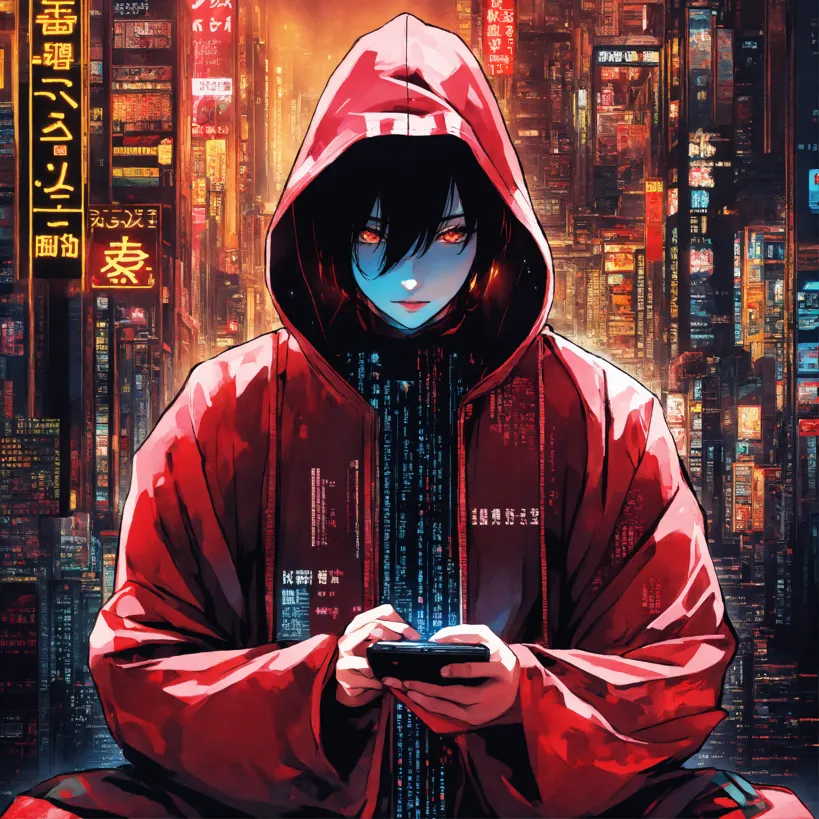 Red best sale hoodie anime