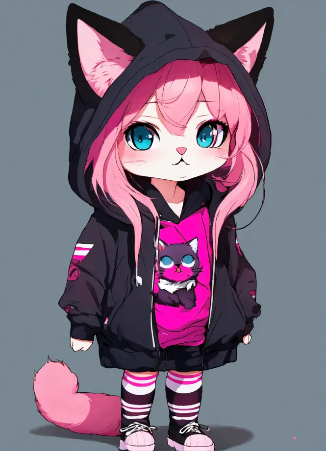 Girl Neón Gacha Life*  Neon, Neon cat, Cat girl