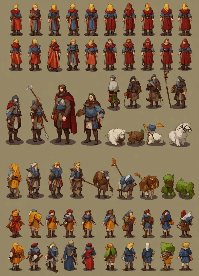 sprite sheet of ragnarok online mmorpg character,, Stable Diffusion