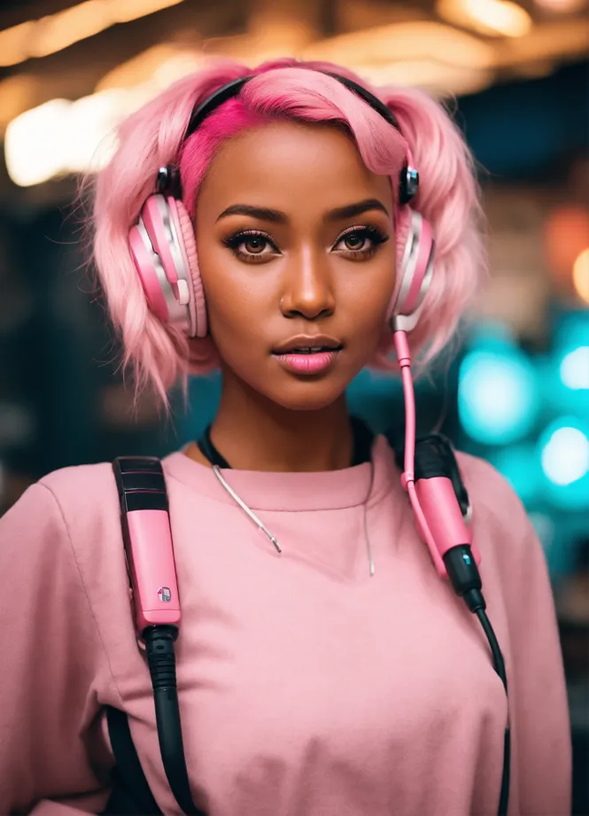 Girl with best sale pink headphones