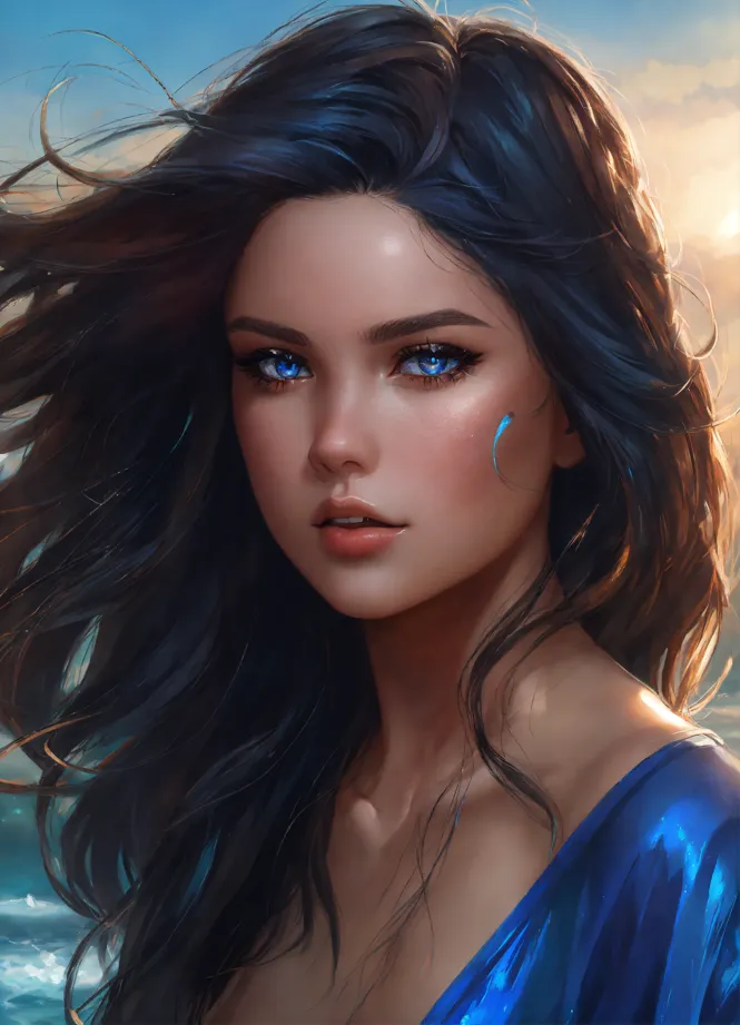 Lexica - Beautiful russian woman, plus size, black hair, blue eyes