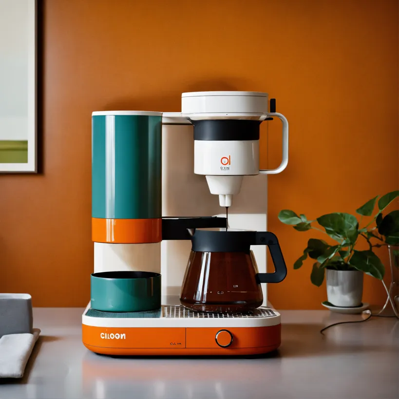 Lexica - A surreal coffee maker designed by Dieter Rams, BRAUN. Product ad  retro. stunning design.