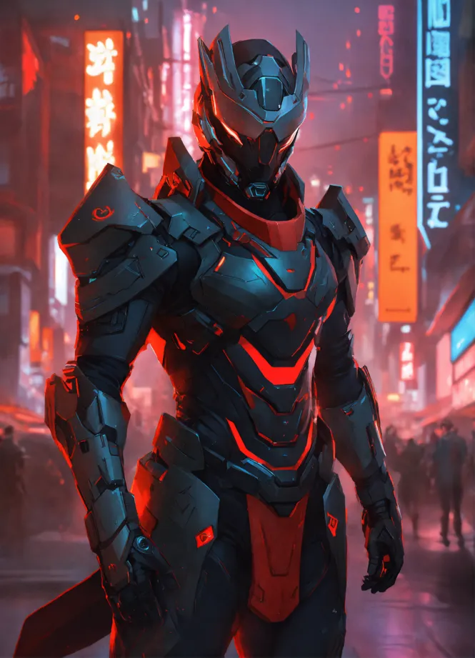centred character ninja robot panther in year 2074, black,…