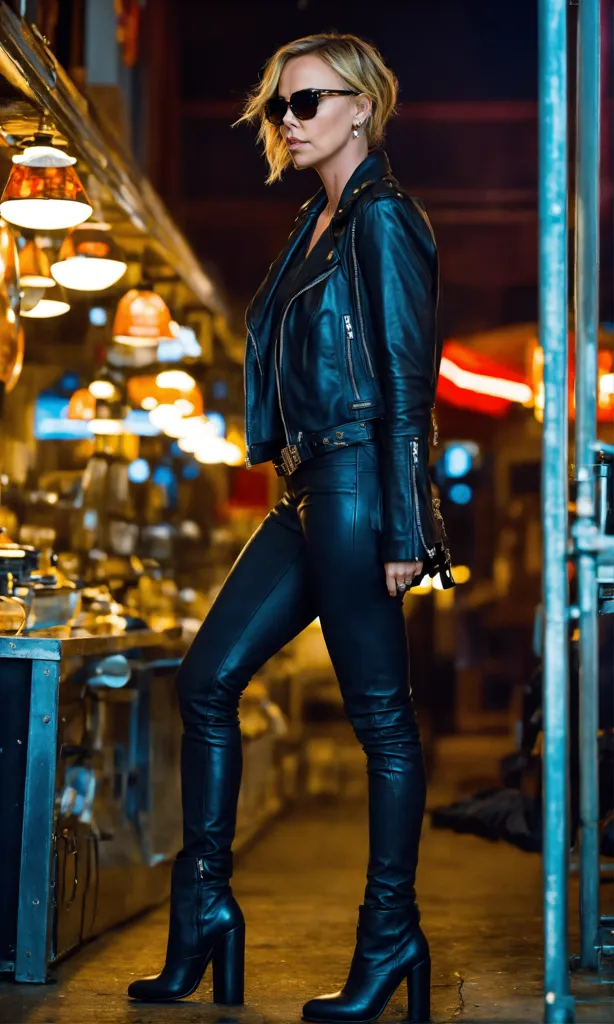 Lexica - Natalie Portman wearing leather leggings and a tight