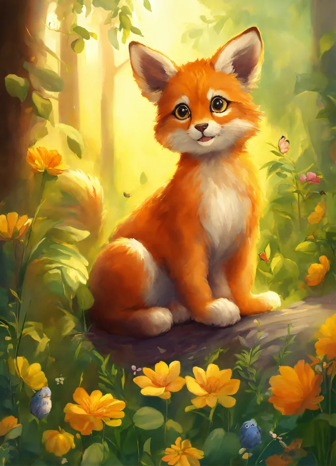 Cute Animated Red Fox - Diamond Paintings 