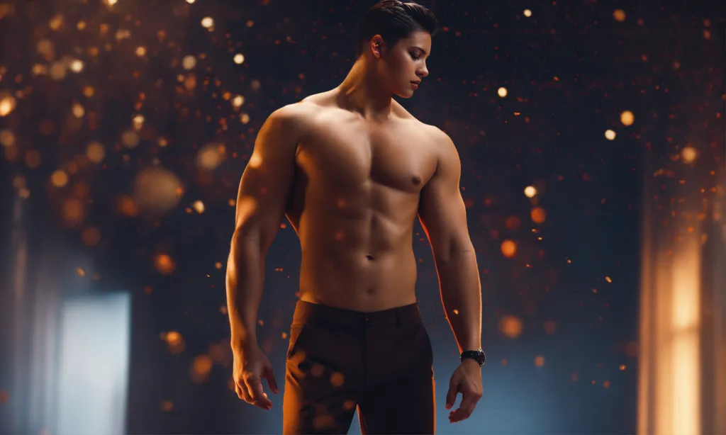 Lexica - Man in athletic attire, showcasing a slim and toned body. He  should exude a sense of athleticism and health with a balanced physique,  suitab