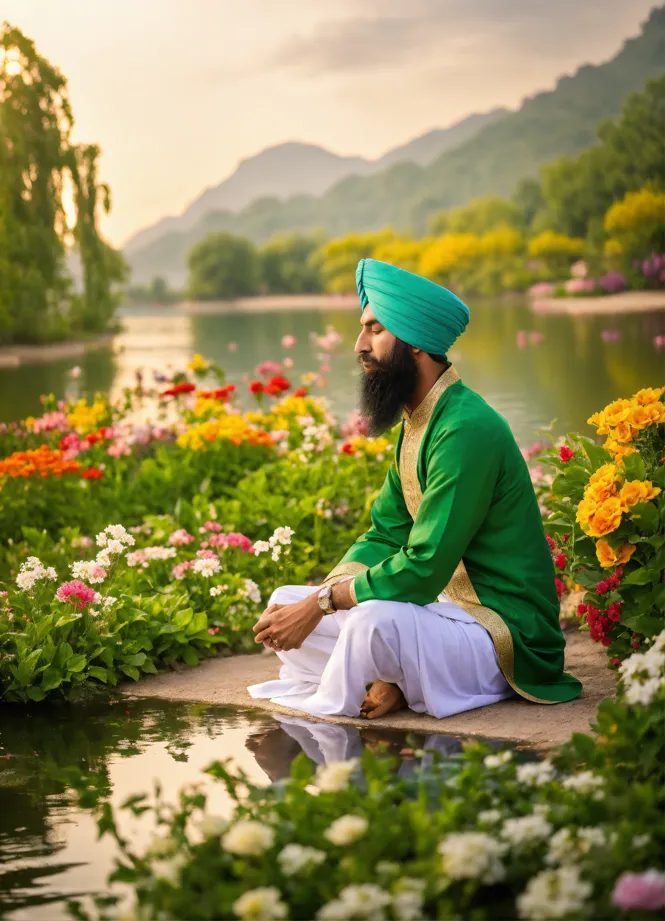 Green kurta white pajama with turban clearance
