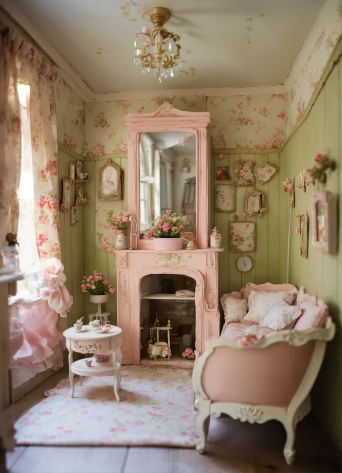 Shabby chic dollhouse sales furniture