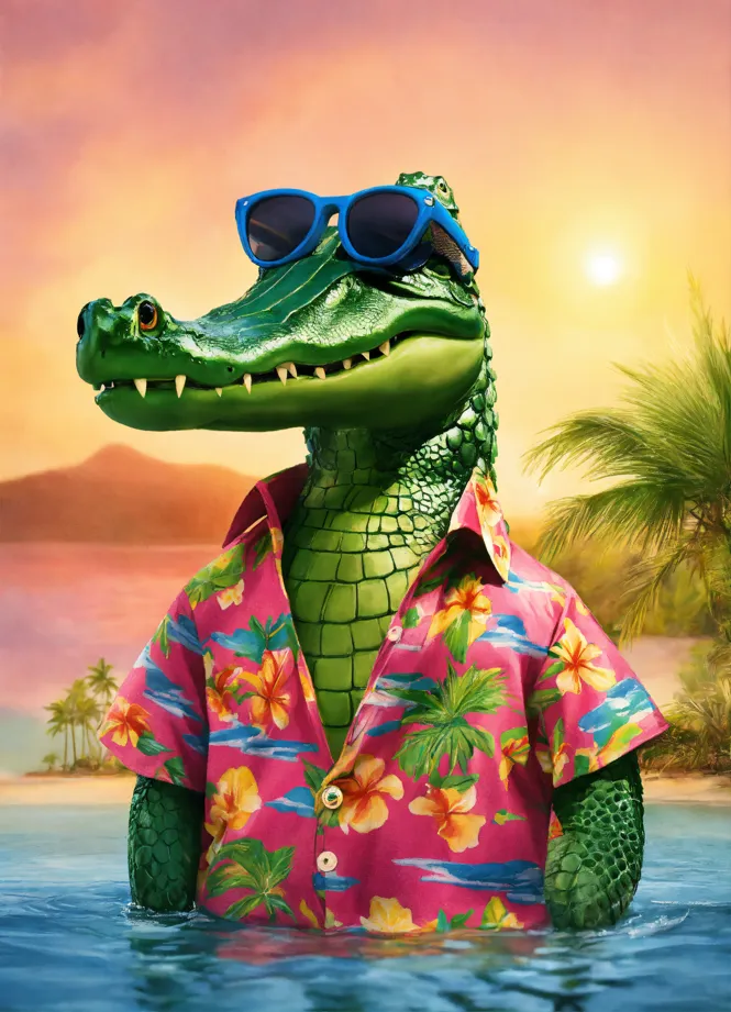 Lexica - cartoon crocodile wearing sunglasses