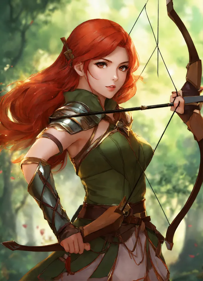 Anime depiction of robin hood with saxon armor and long bow