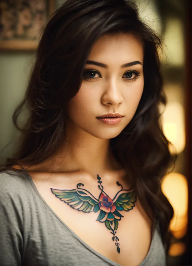 Lexica - showing chest beautiful japanese style tattoo