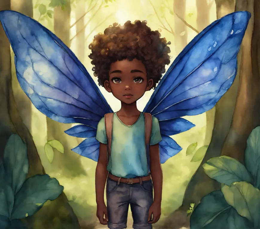 Lexica - male child angel with defined blue wings