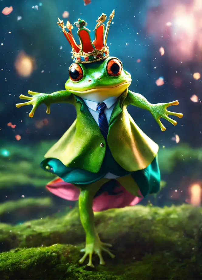 Frog With Crown, Cute Sitting Realistic Frog with Crow, Prince Frog |  Sticker