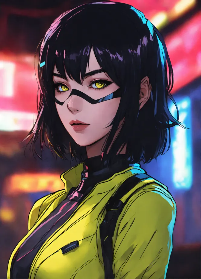 Cyberpunk Anime Girl Hiding in Red Hood · Creative Fabrica