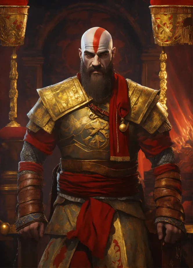 a concept art of kratos from god of war fighting thor, Stable Diffusion