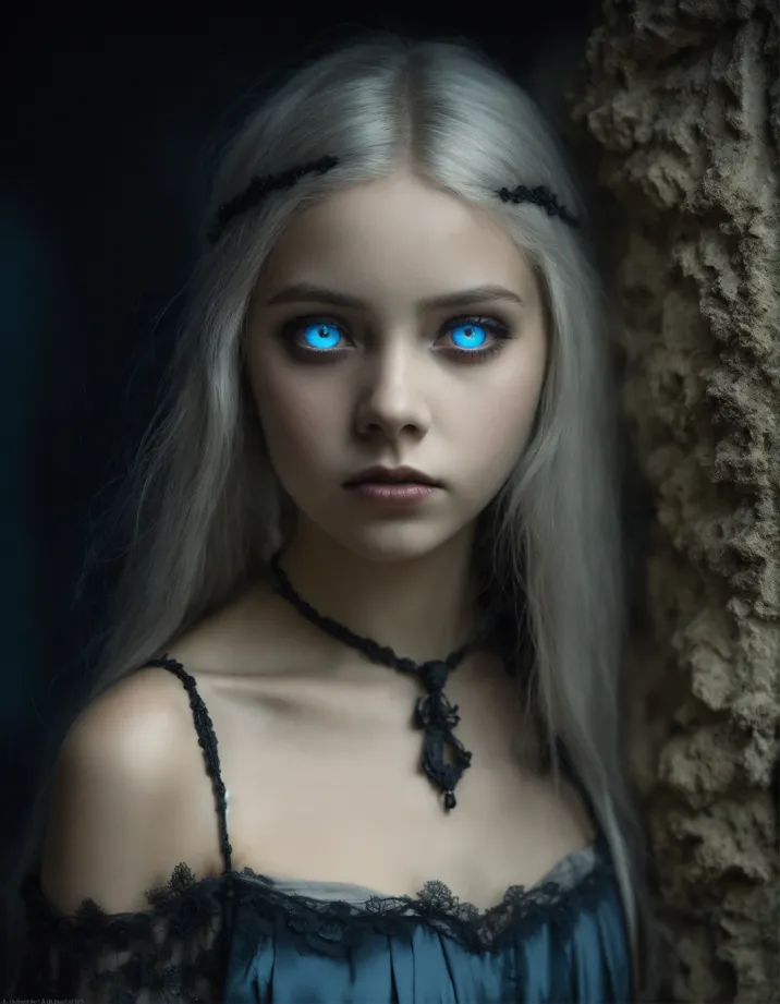 Lexica - Black little girl with blue eye and white hair