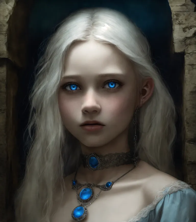 Lexica - Black little girl with blue eye and white hair