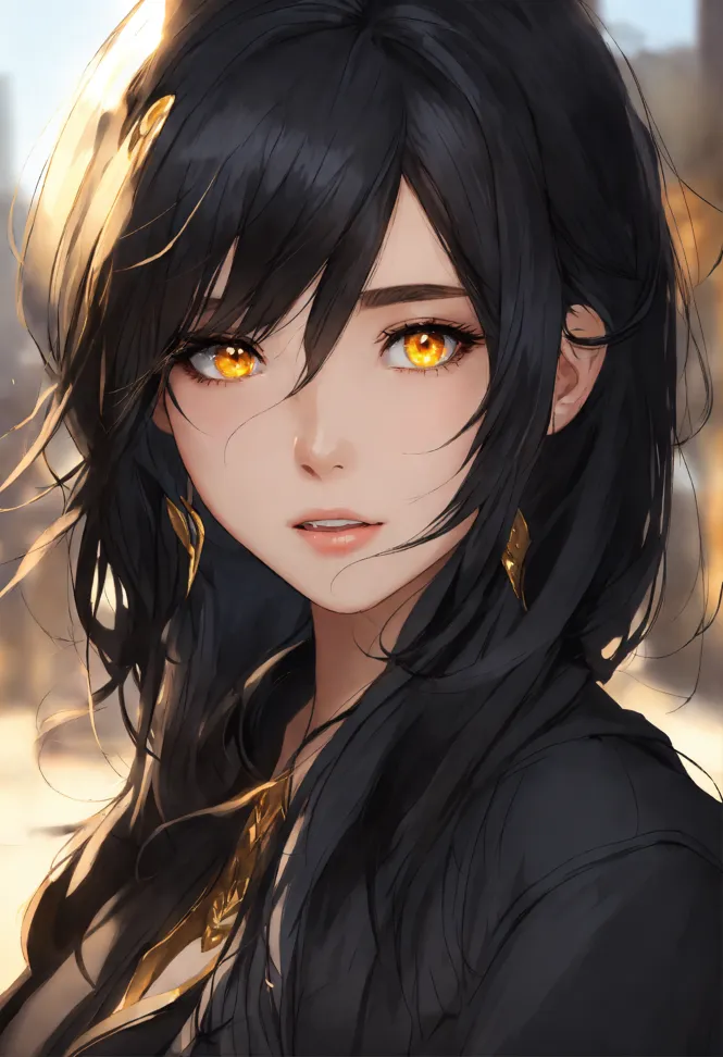 Anime Girl With Gold Eyes And Black Hair Pin Page